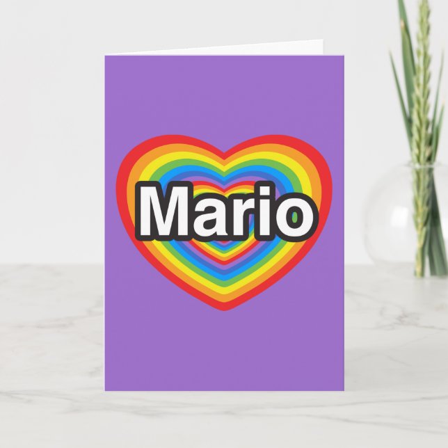 Tarjeta Amo a Mario. Te amo, Mario. Corazón (Anverso)