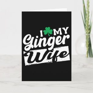 Tarjeta Amo a mi esposa pelirroja trébol de San Patricio