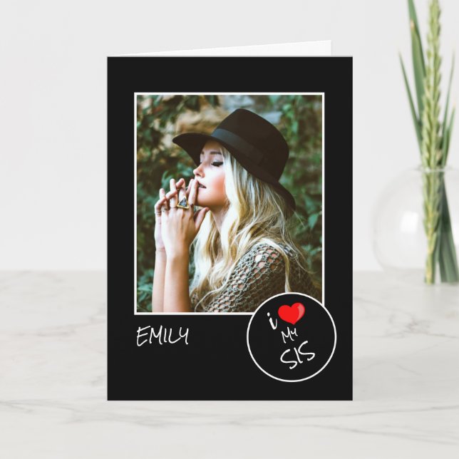 Tarjeta Amo a mi hermana Foto personalizada – Personalizad (Anverso)