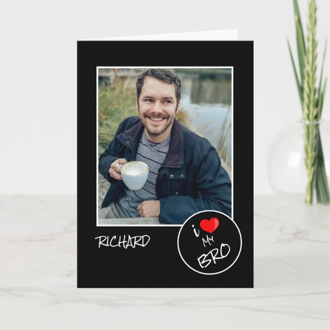 Tarjeta Amo a mi hermano, foto personalizada – Personaliza (Anverso)