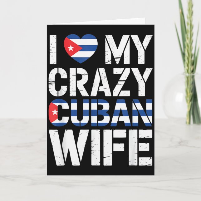 Tarjeta Amo a mi loca esposa cubana divertido esposo Cuba  (Anverso)