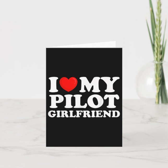 Tarjeta Amo a mi novia piloto Me encanta mi novia caliente (Anverso)