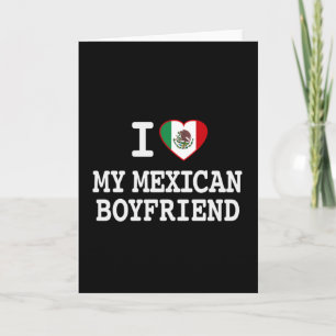 Tarjeta Amo a mi novio mexicano con bandera del corazón