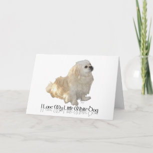 Tarjeta Amo a mi pequeño perro blanco - Pekingese !