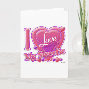 Tarjeta Amo a mi Sweetie rosa/púrpura - corazón