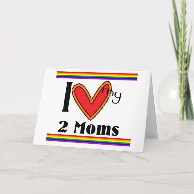 Tarjeta Amo a mis 2 mamáes (Anverso)