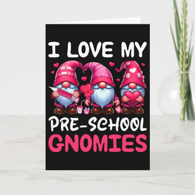 Tarjeta Amo a mis gnomos de preescolar Día de San Valentín (Anverso)