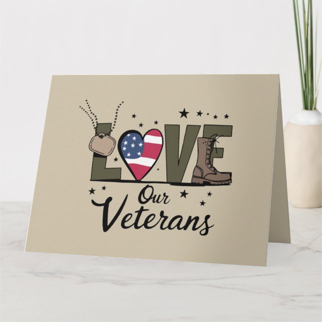 Tarjeta Amo a nuestros veteranos Día del Orgulloso Veteran (Anverso)