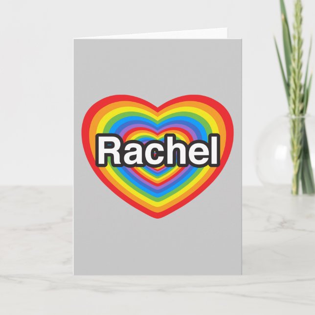 Tarjeta Amo a Raquel. Te amo Raquel. Corazón (Anverso)