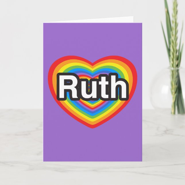 Tarjeta Amo a Ruth. Te amo Ruth. Corazón (Anverso)