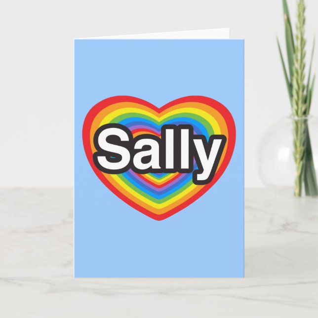 Tarjeta Amo a Sally. Te amo, Sally. Corazón (Anverso)