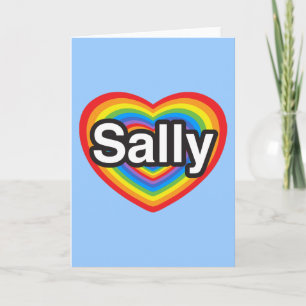 Tarjeta Amo a Sally. Te amo, Sally. Corazón