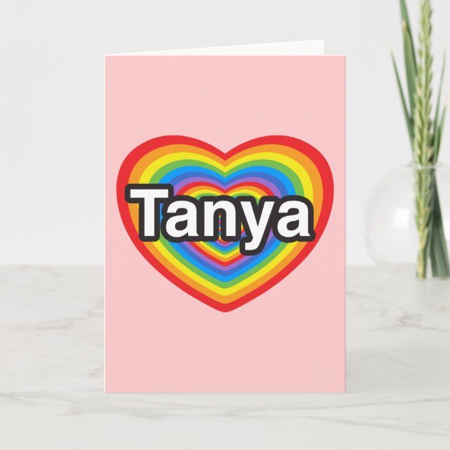 Tarjeta Amo a Tania. Te amo Tania. Corazón (Anverso)