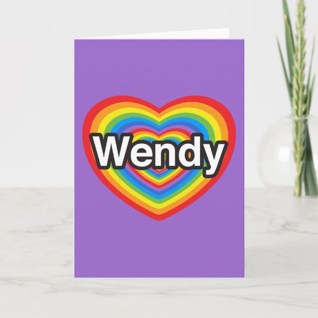 Tarjeta Amo a Wendy. Te amo Wendy. Corazón (Anverso)