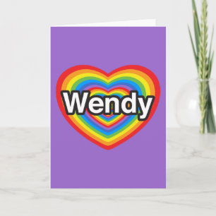 Tarjeta Amo a Wendy. Te amo Wendy. Corazón