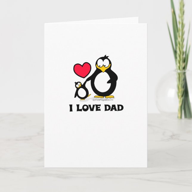 Tarjeta Amo el corazón del pingüino del papá (Anverso)