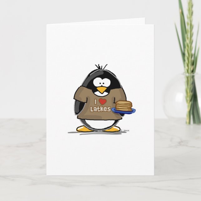 Tarjeta Amo el pingüino de los Latkes (Anverso)