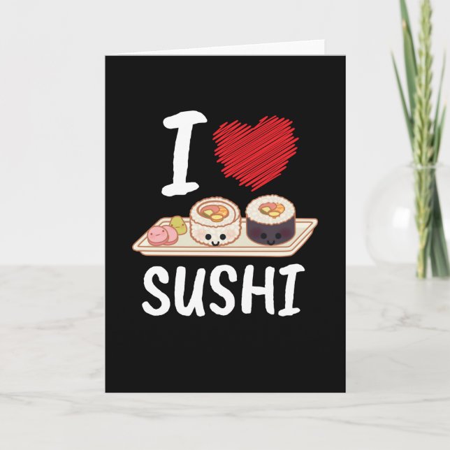 Tarjeta Amo el Sushi Japón Kawaii (Anverso)