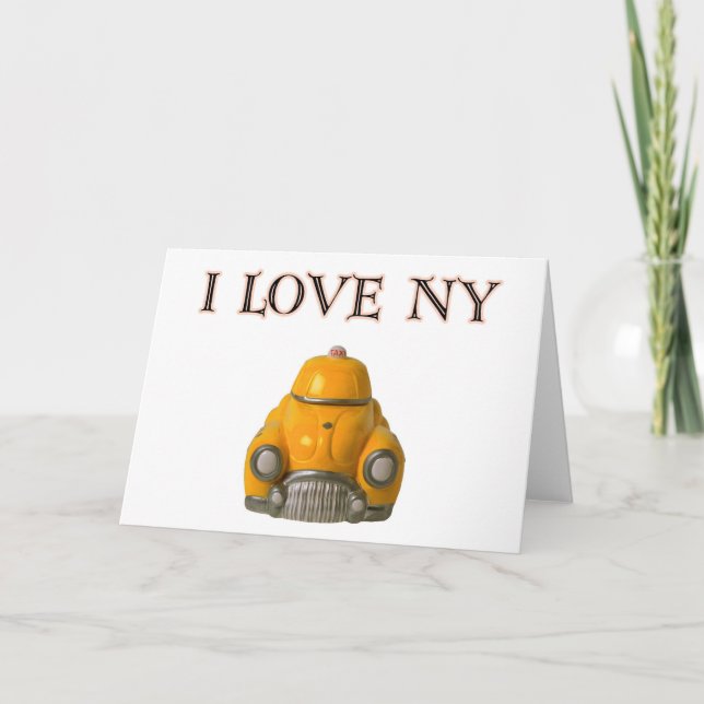 Tarjeta Amo el taxi a cuadros amarillo de Nueva York (Anverso)