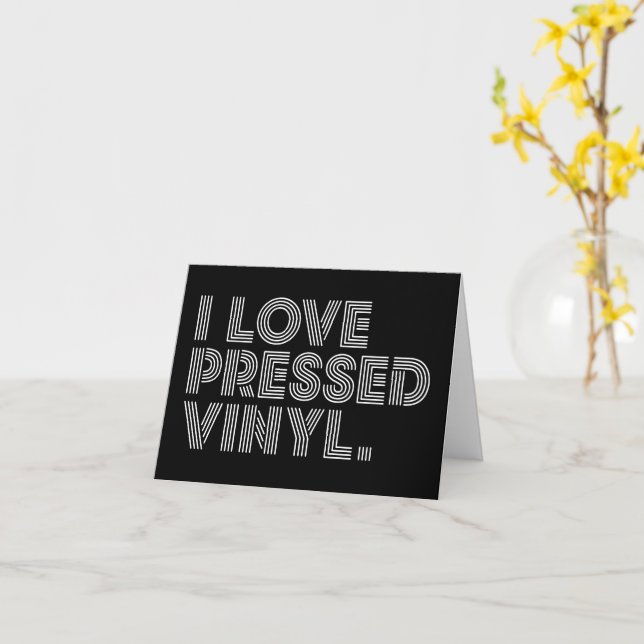 Tarjeta Amo el vinilo premeditado (flor amarilla)