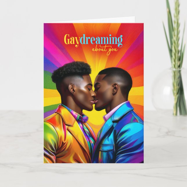Tarjeta Amo gay afroamericano gay en el arcoiris (Anverso)