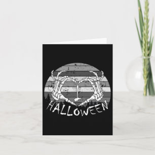 Tarjeta Amo Halloween Funny Hueso Manos Skull Heart Retr