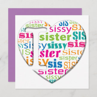 Tarjeta Amo Hermana, Sis, Sissy -