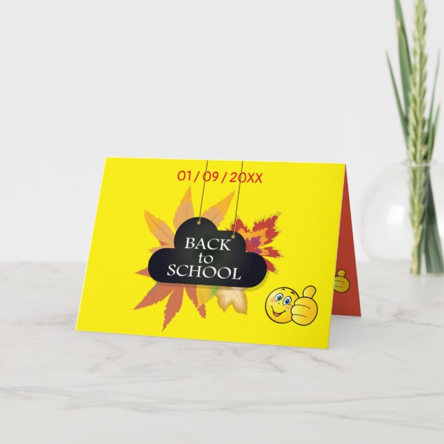 Tarjeta Amo la escuela. De vuelta a la escuela. Dibujos an (Anverso)