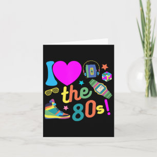 Tarjeta Amo los 80 Disfraz divertido retro fiesta 80's par