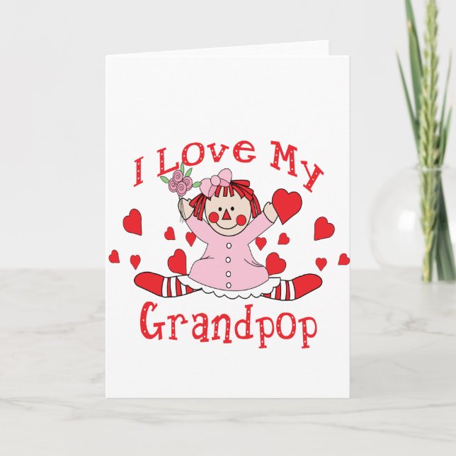 Tarjeta Amo mi muñeca y corazones de trapo de Grandpop (Anverso)