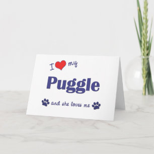 Tarjeta Amo mi Puggle (el perro femenino)
