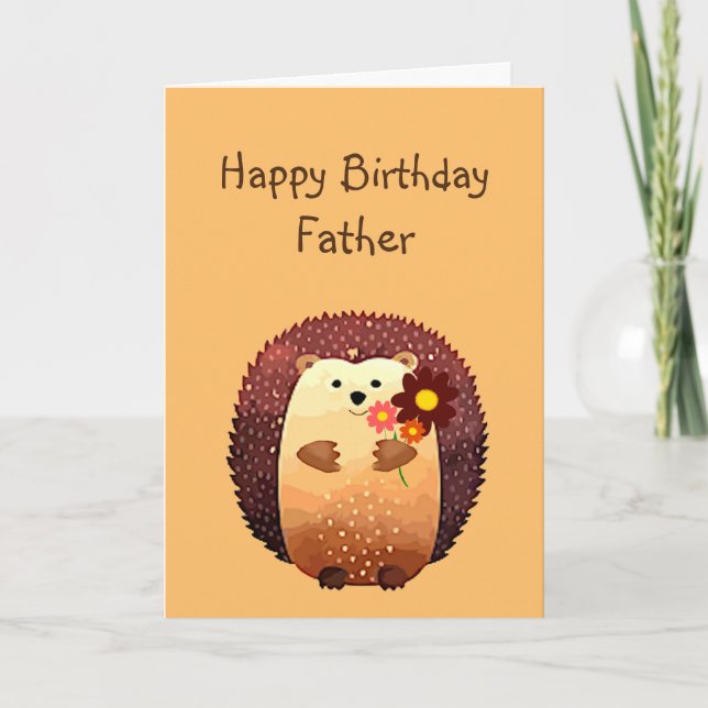 Tarjeta Amo Padre Cumpleaños animal Cute Hedgehog (Anverso)