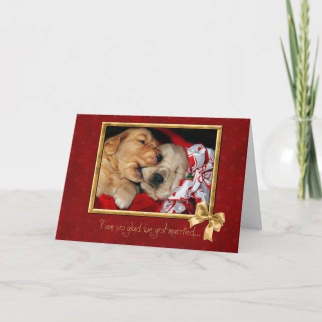 Tarjeta Amo por el aniversario del Golden Retriever (Anverso)