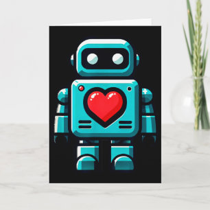 Tarjeta Amo Robots, Robot Con Gran Corazón San Valentín Ni