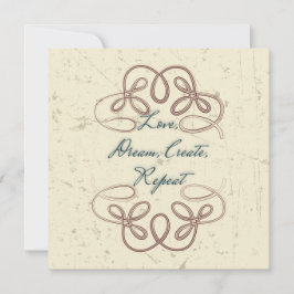 Tarjeta Amo, sueño, creación, repetición de diseño de folk