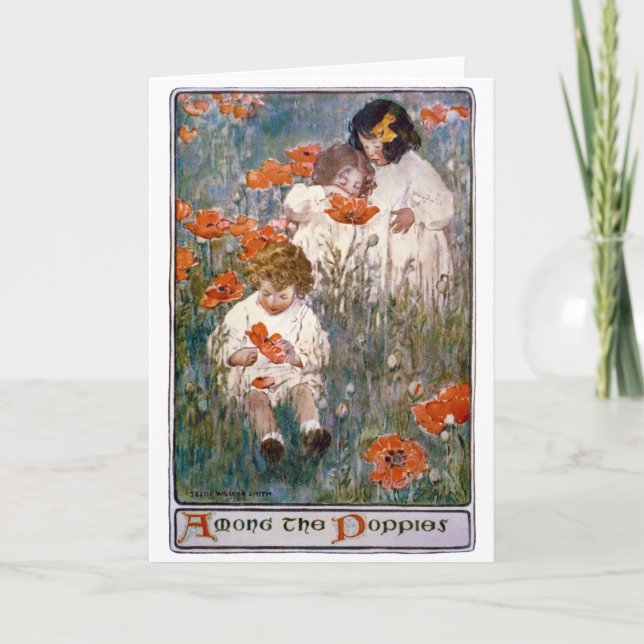 Tarjeta Among the Poppies, Jessie Willcox Smith (Anverso)