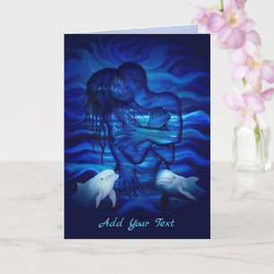 Tarjeta Amor, acto de pasión - pareja con delfín