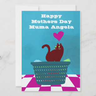 Tarjeta Amor al Día de la Madre de un gato malo