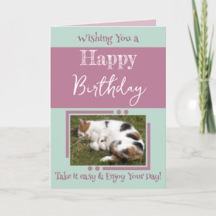 Tarjeta Amor animal añada foto lavanda cumpleaños verde