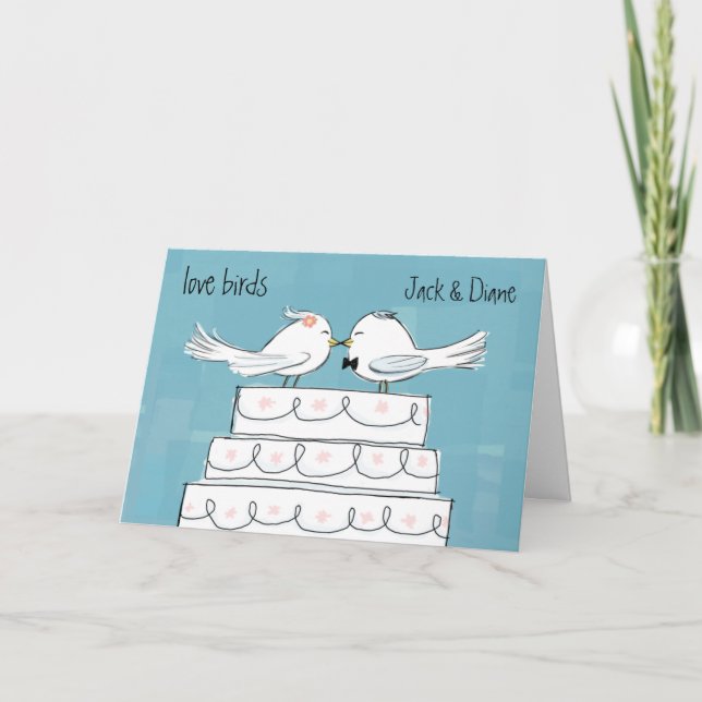 Tarjeta Amor Aves Boda Novia y Groom Felicitaciones (Anverso)