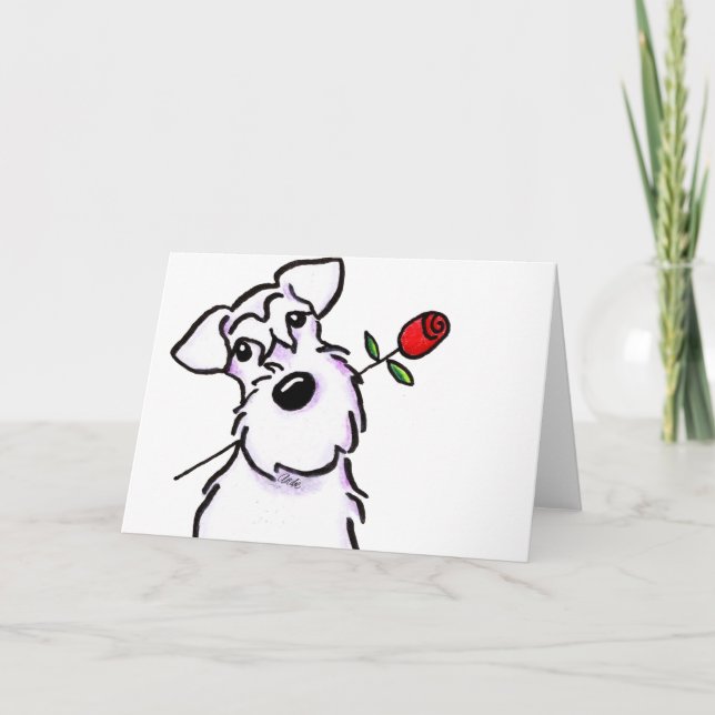 Tarjeta Amor blanco del Schnauzer subió (Anverso)