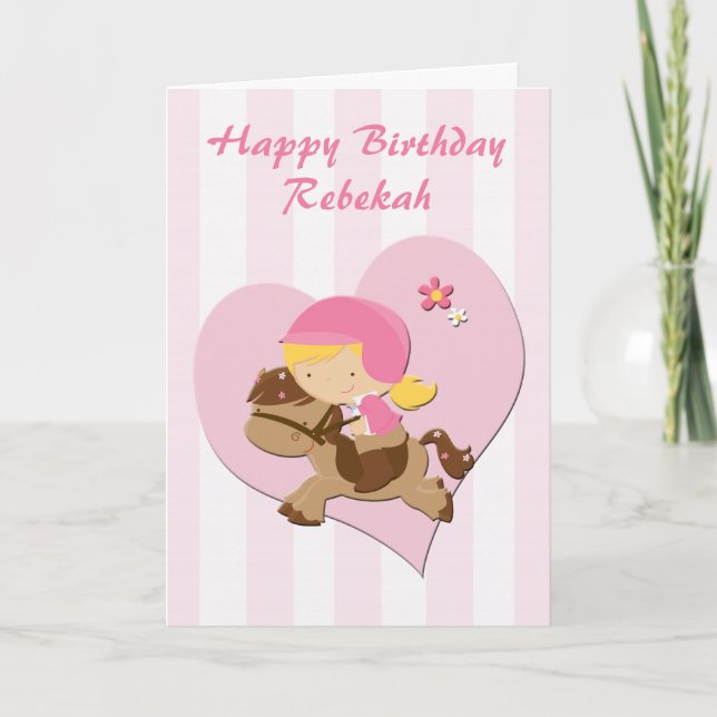 Tarjeta Amor Caballo de Rayas RosadasFeliz cumpleaños (Anverso)