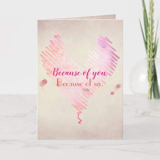Tarjeta amor cardíaco garo con flor (Anverso)