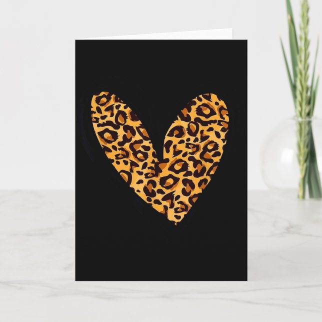 Tarjeta Amor Cheetah Estampado de Leopardo Corazón Día de  (Anverso)
