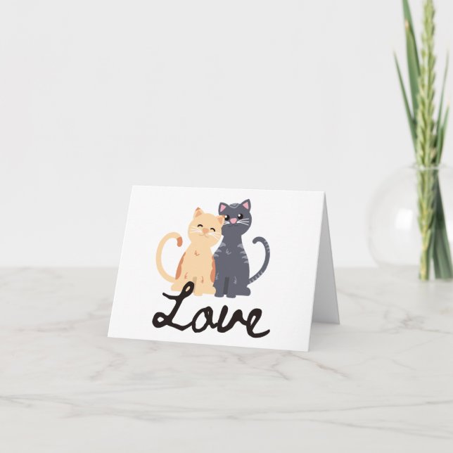 Tarjeta Amor con gatos en BLANK (Anverso)
