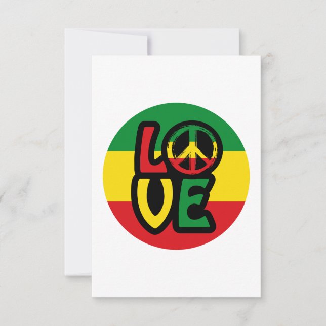 Tarjeta AMOR con símbolo de paz, estilo reggae (Anverso)