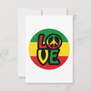 Tarjeta AMOR con símbolo de paz, estilo reggae