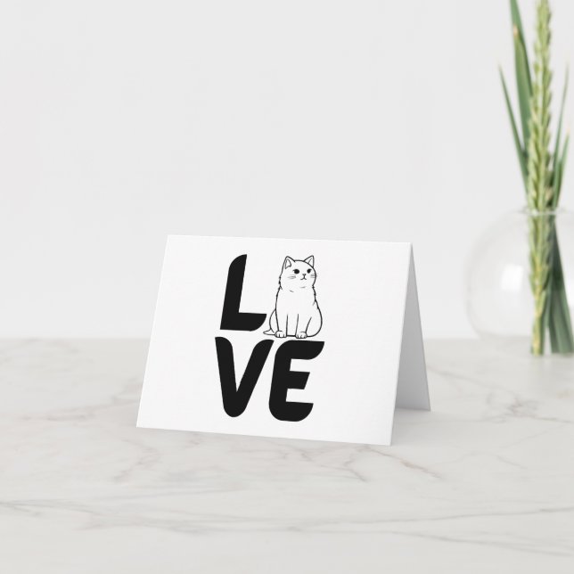 Tarjeta Amor con un gato como O BLANK (Anverso)
