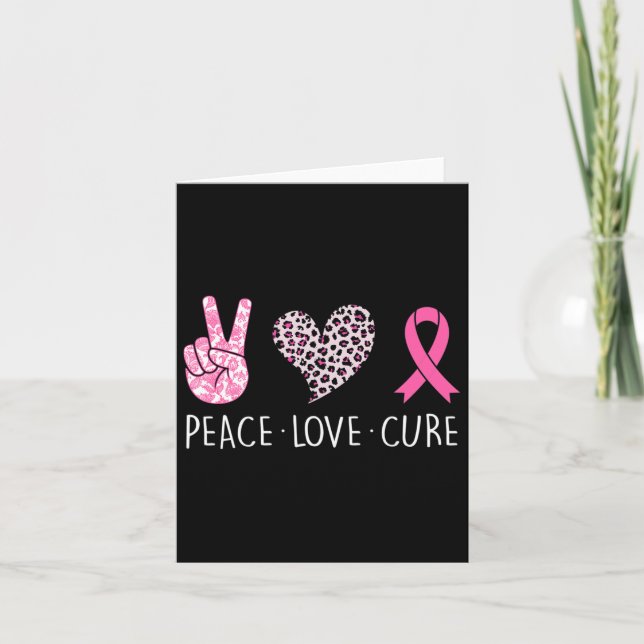 Tarjeta Amor Cure Heart Cinta Rosa Cinta Cáncer de Mama (Anverso)