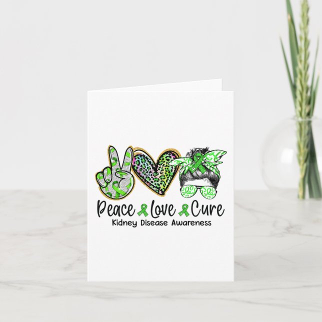 Tarjeta Amor Cure Messy Bun Mujeres Enfermedades renales C (Anverso)